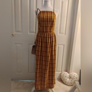 Old Navy Yellow Plaid Maxi Dress